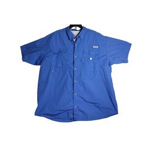 Columbia PFG Bonehead Button Down Blue Fishing Hiking Shirt Mens XXL 2XL